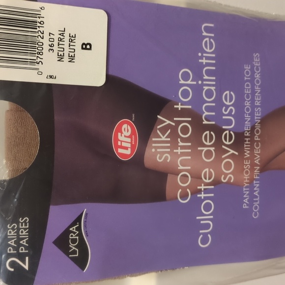 Life 2 Pairs Silky Control Top Pantyhose with Reinforced Toe Colour Neutral - Picture 3 of 5